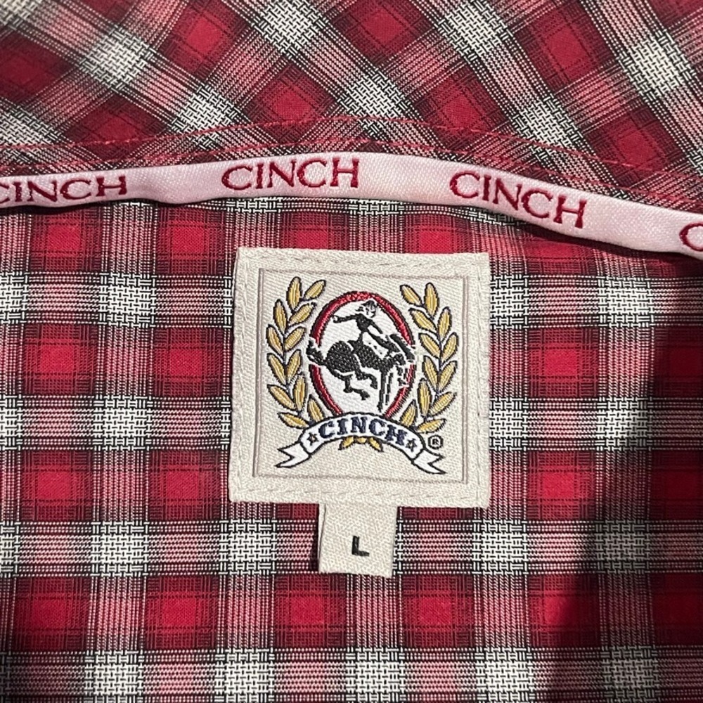 Cinch Shirt Mens Large Red Plaid Western Rodeo Cowboy Long Sleeve Rancher - Picture 3 of 9